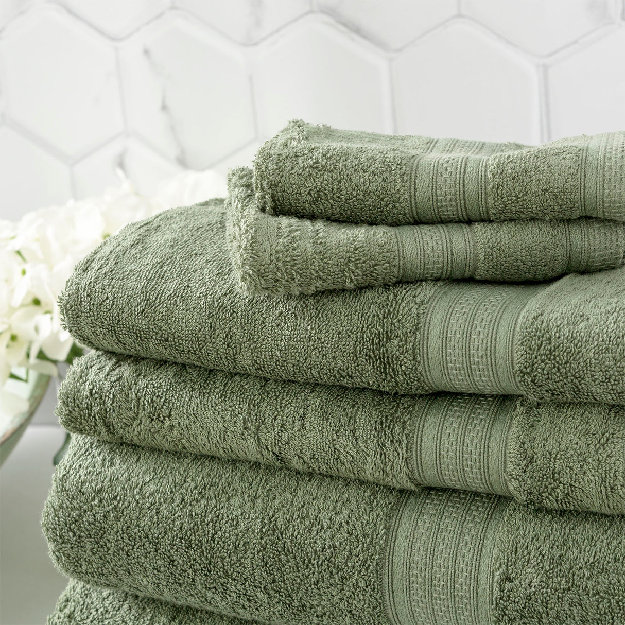 Renee Taylor Stella 650 GSM Super Soft Bamboo Cotton 4 Piece Bath Towel Jade