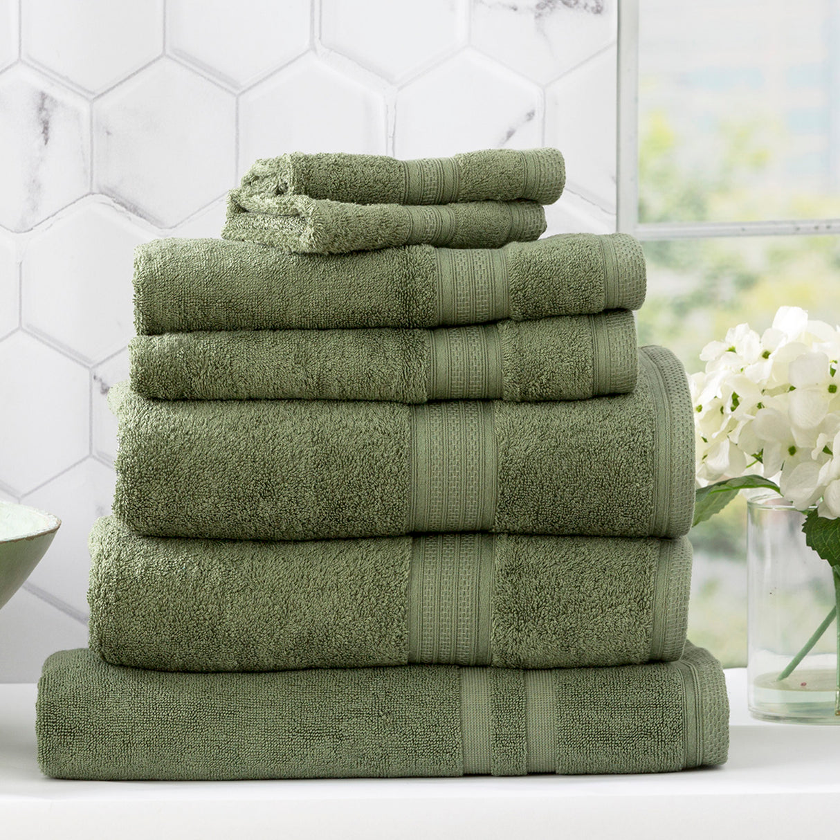 Renee Taylor Stella 650 GSM Super Soft Bamboo Cotton 7 Piece Jade