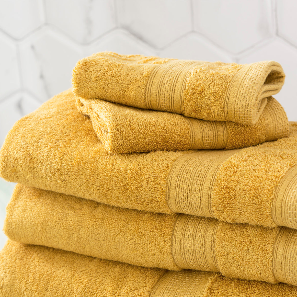 Renee Taylor Stella 650 GSM Super Soft Bamboo Cotton 4 Piece Bath Towel Mustard