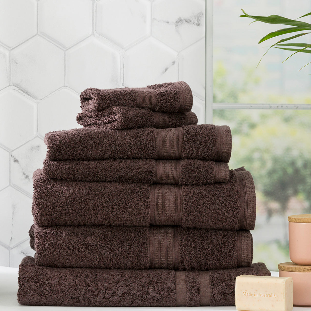 Renee Taylor Stella 650 GSM Super Soft Bamboo Cotton 7 Piece Cocoa