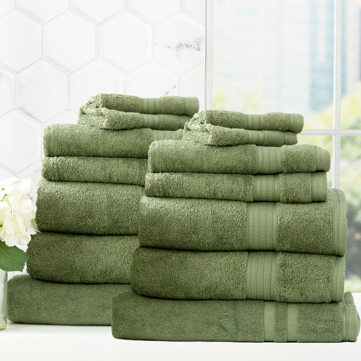 Renee Taylor Stella 650 GSM Super Soft Bamboo Cotton 14 Piece Jade