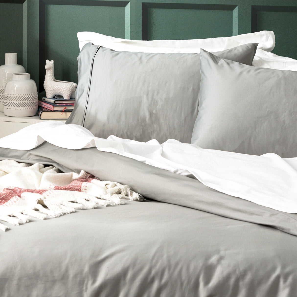 Park Avenue 500 TC Natural Bamboo Cotton Quilt / Duvet Cover set King Charcoal