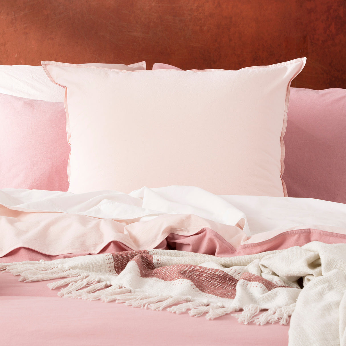 Essentials Vintage stone washed reversible Quilt / Duvet cover set King Rose