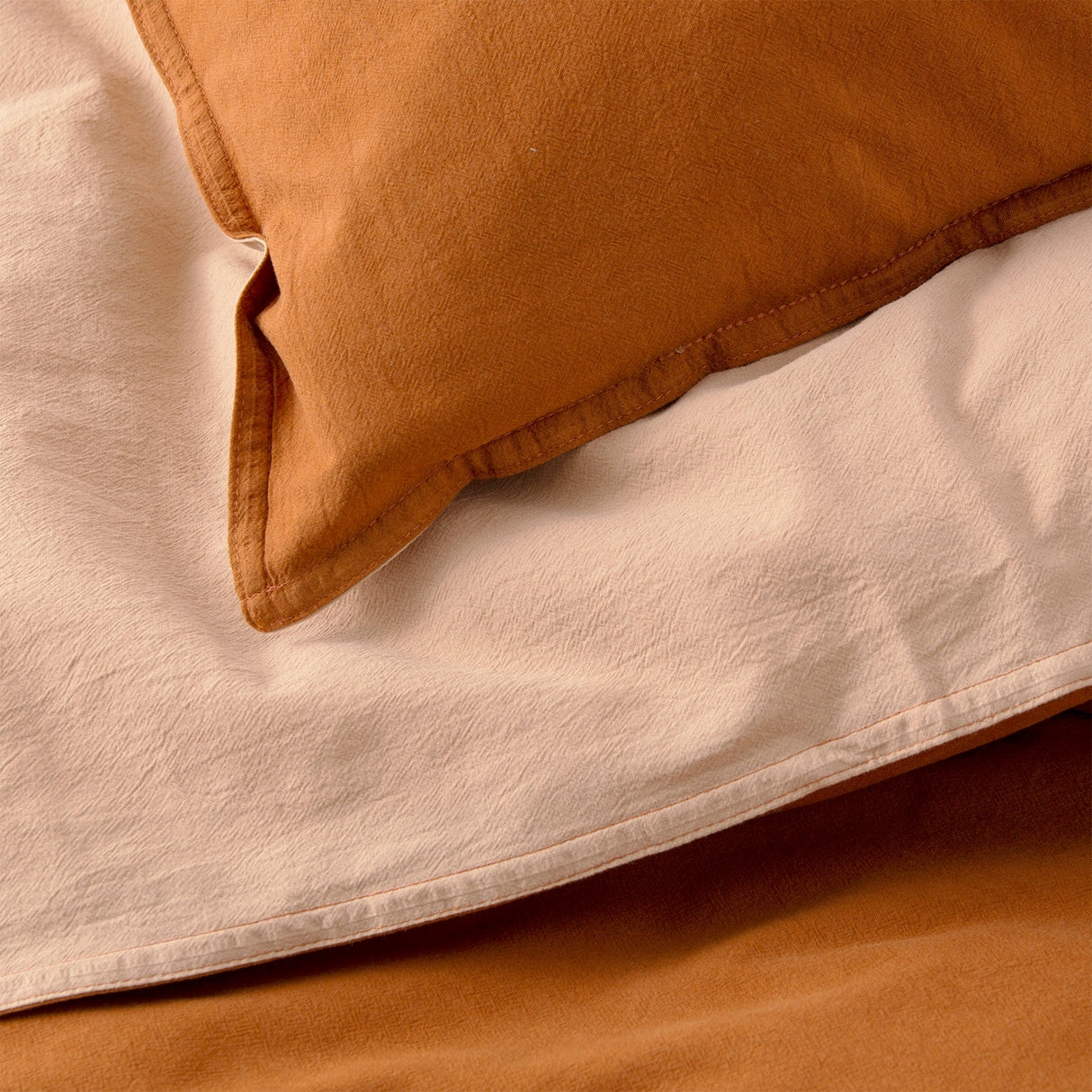Essentials Vintage stone washed reversible Quilt / Duvet cover set King Wood