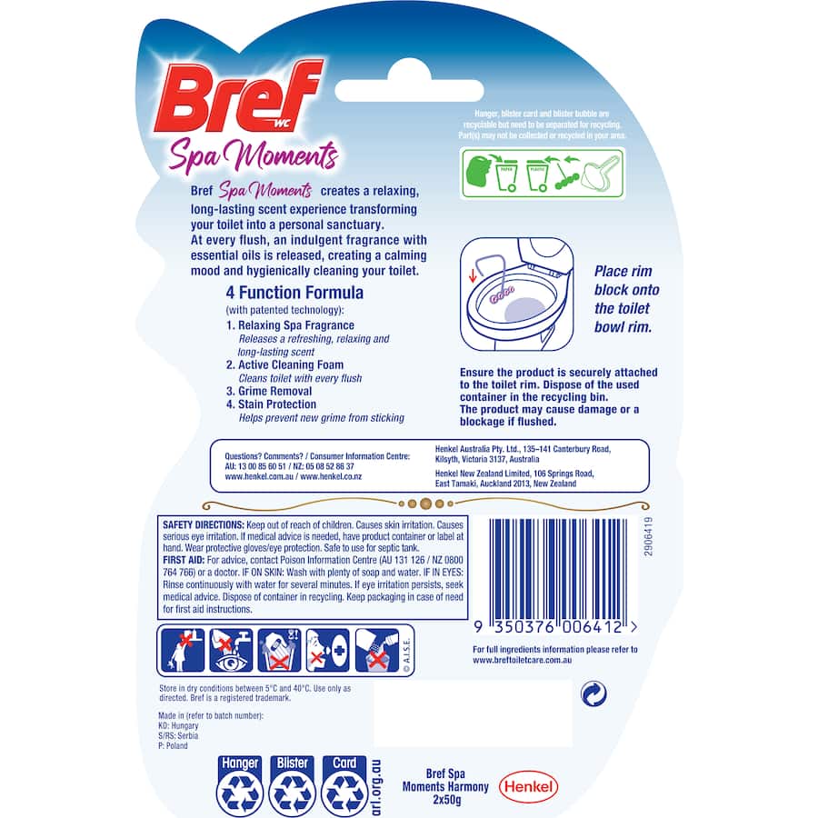 Bref Toilet Flush Spa Moments Harmony 50g 2pack