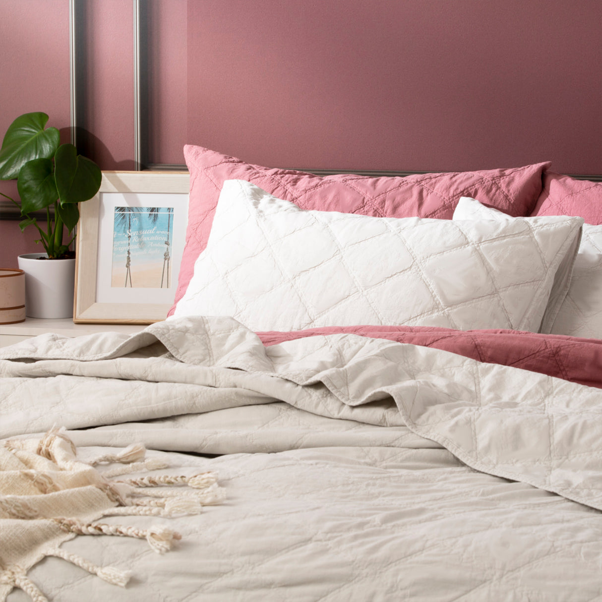 Attwood Vintage Stone Washed Cotton Quilted Coverlet set Queen/King Dove