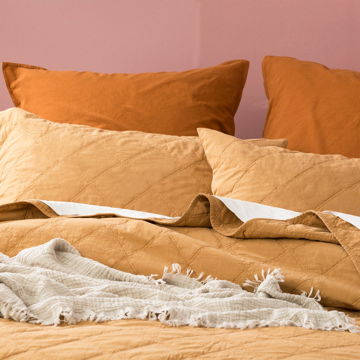 Attwood Vintage Stone Washed Cotton Quilted Coverlet set Queen/King Wood