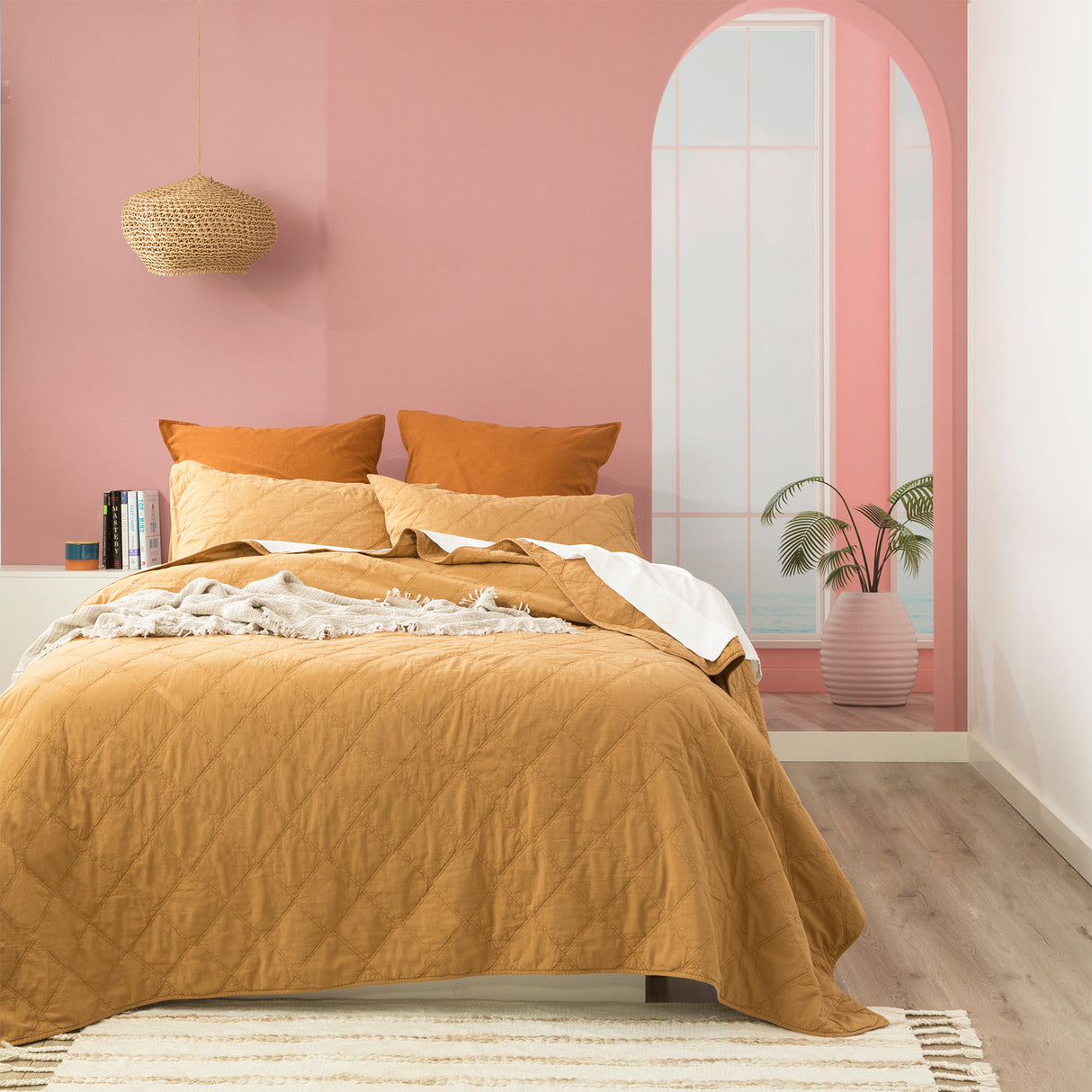 Attwood Vintage Stone Washed Cotton Quilted Coverlet set Queen/King Wood