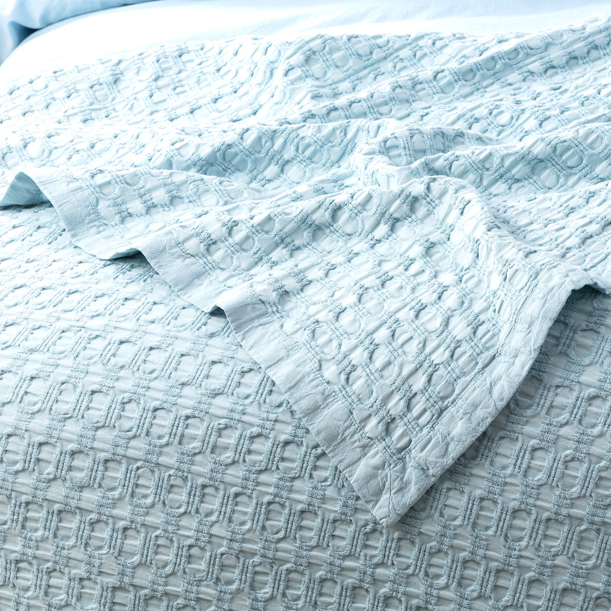 Renee Taylor Lexico Cotton Waffle Blankets Queen/King Sky