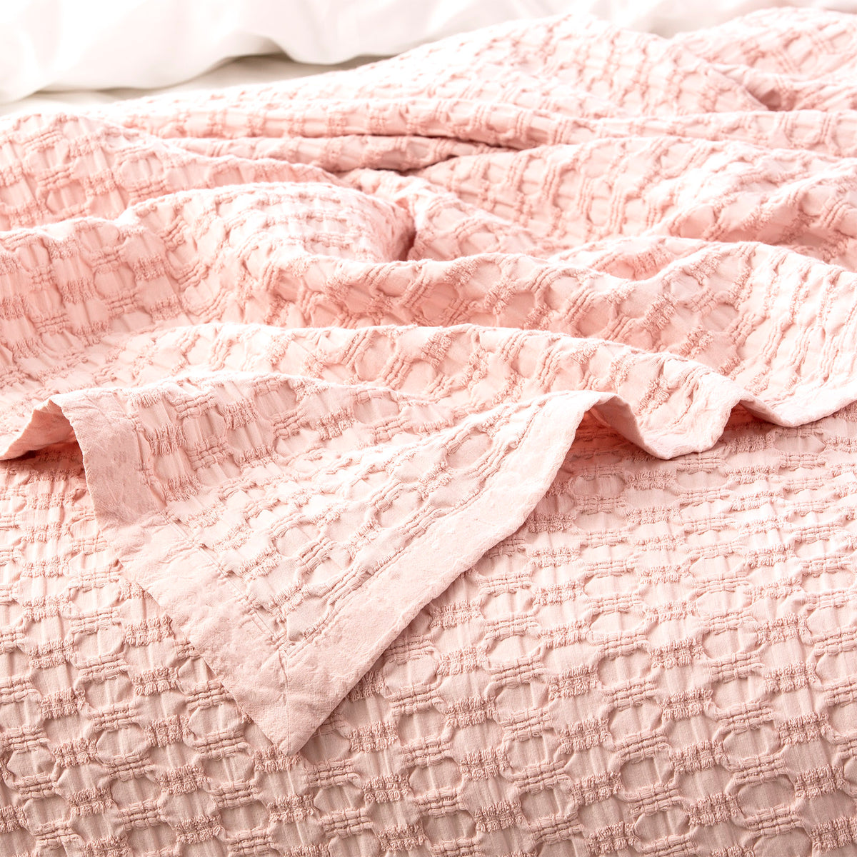 Renee Taylor Lexico Cotton Waffle Blankets Queen/King Rose