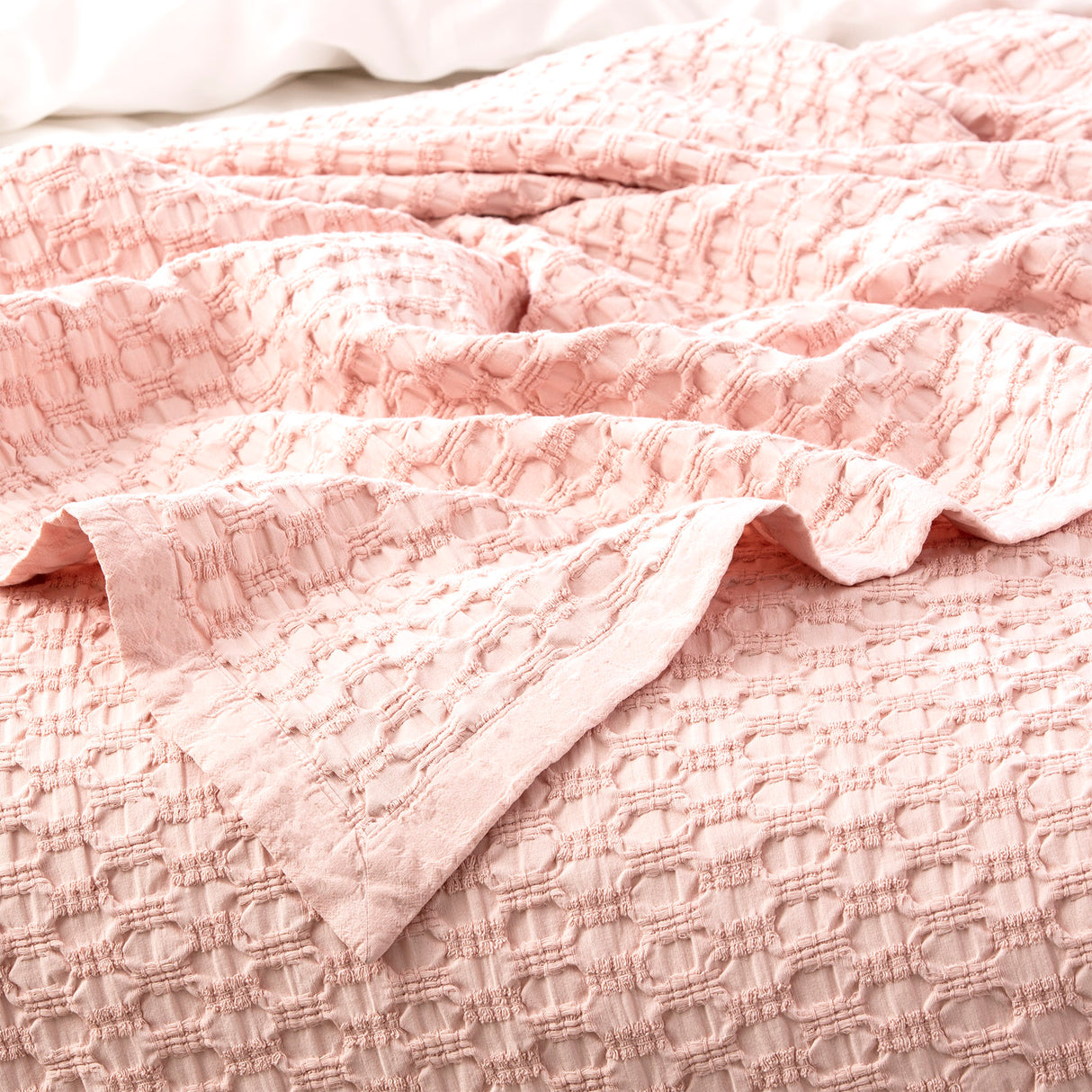 Renee Taylor Lexico Cotton Waffle Blankets Queen/King Rose