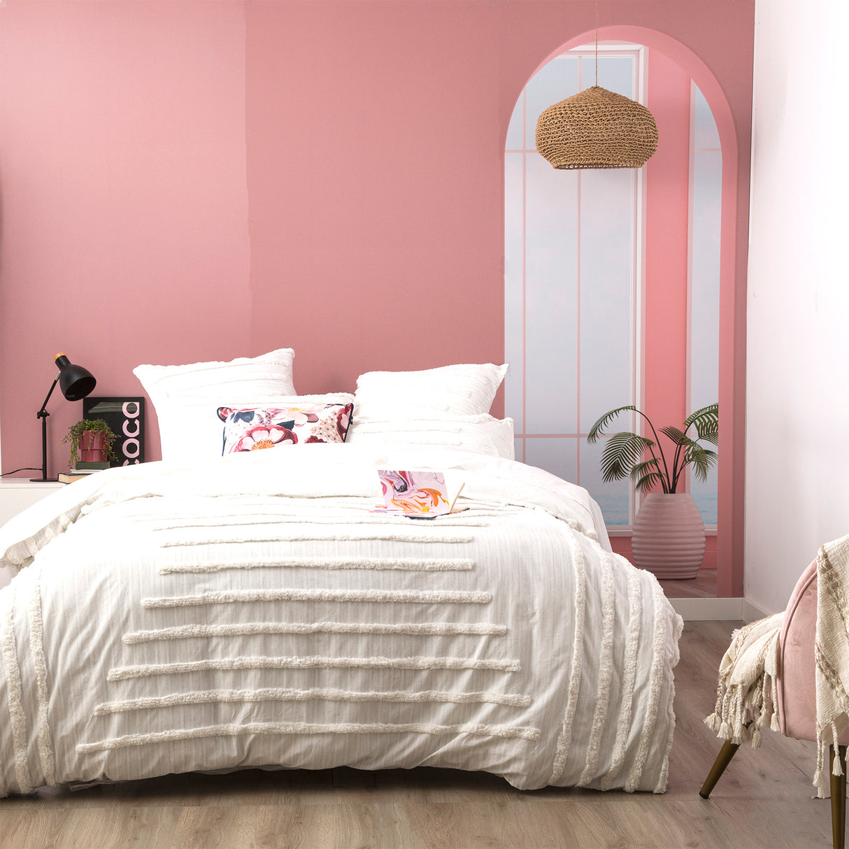 Classic Cotton Vintage washed Tufted Quilt / Duvet Cover set Queen White