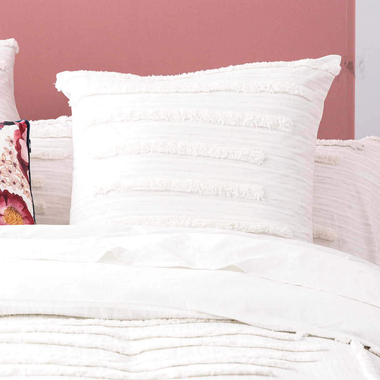 Classic Cotton Vintage washed Tufted Quilt / Duvet Cover set Double White