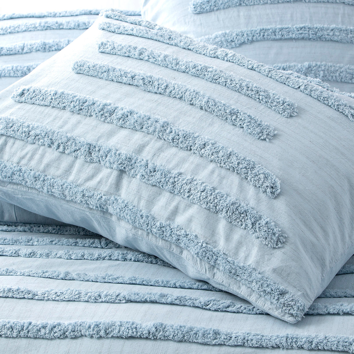 Classic Cotton Vintage washed Tufted Quilt / Duvet Cover set King Blue