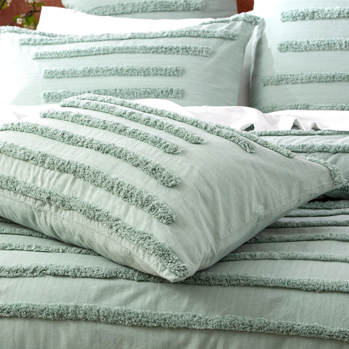 Classic Cotton Vintage washed Tufted Quilt / Duvet Cover set King Sage
