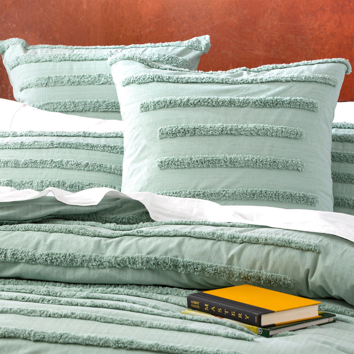 Classic Cotton Vintage washed Tufted Quilt / Duvet Cover set King Sage