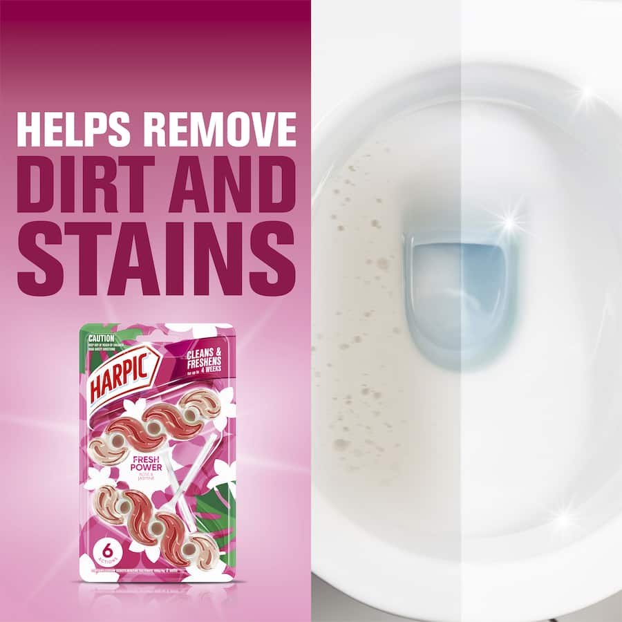 Harpic Toilet Cleaner Flush Fresh Power Rose & Jasmine 2 pack 100g