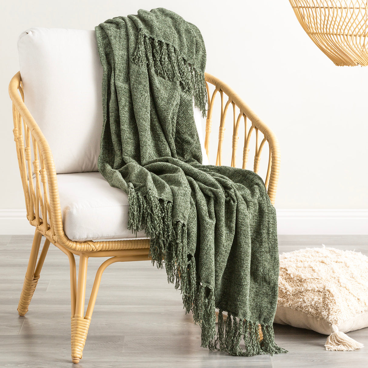 Renee Taylor Newland Polyester Chenille Throw 130 x 170cms Greenlake