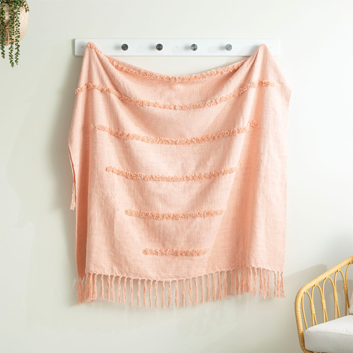 Renee Taylor Cambridge Cotton Slub Tufted Throw Dusky