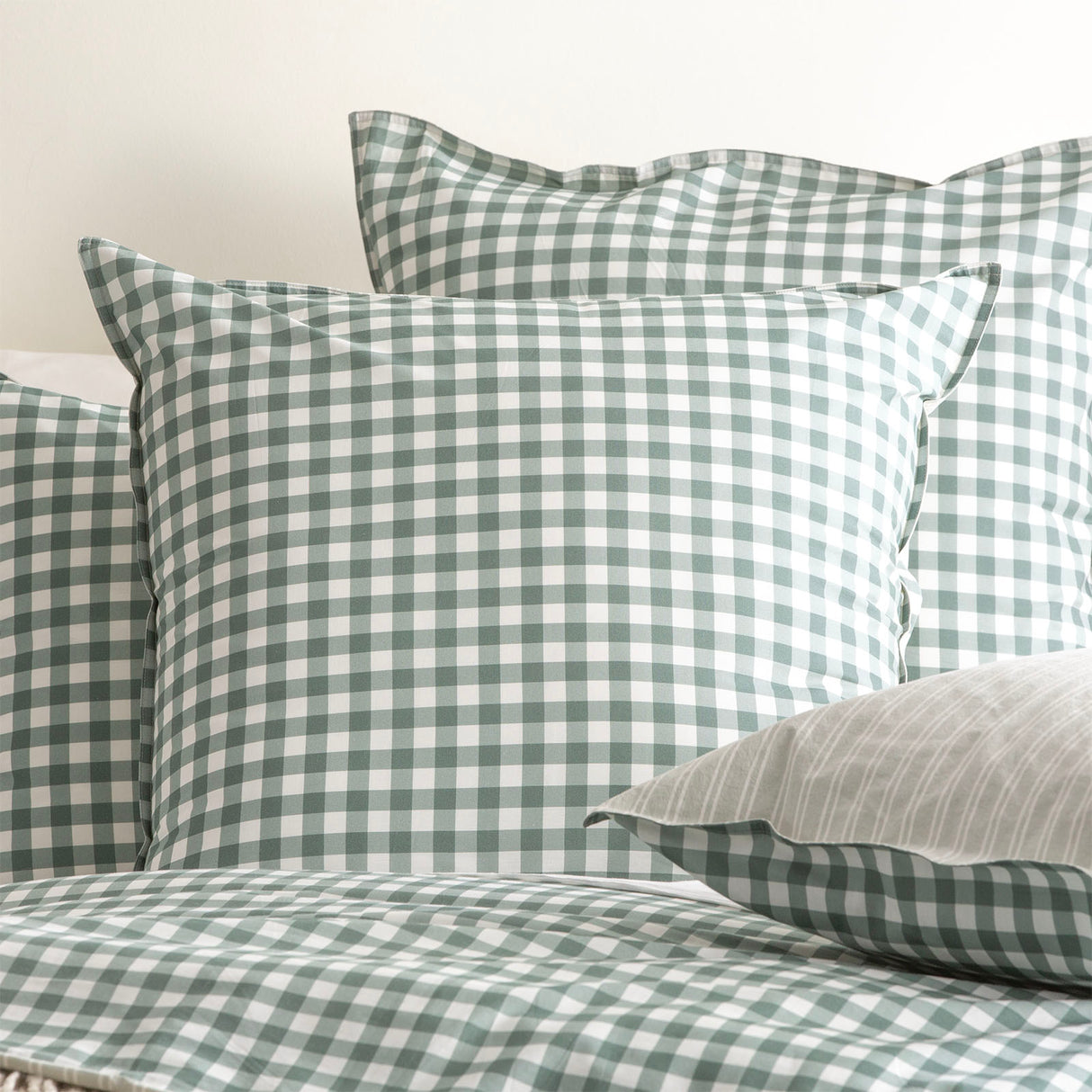 Alison Yarn Dyed Cotton Reversible Quilt / Duvet cover Set King Forest