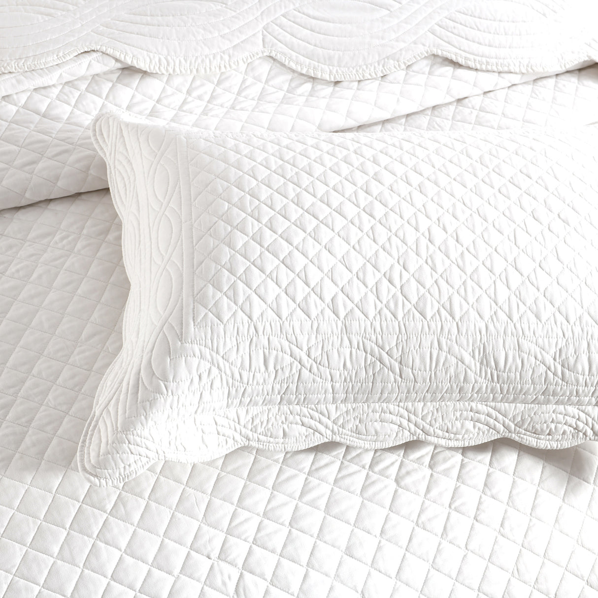 Renee Taylor Scallop Jacquard Coverlet Set Super King Pearl