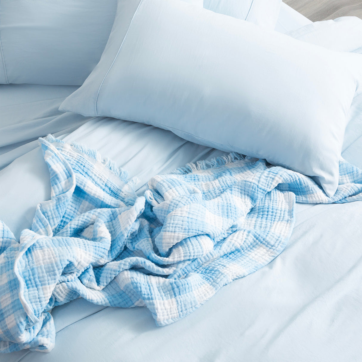 Ultra Plush Vintage Washed Microfiber Quilt / Duvet cover set Double Blue