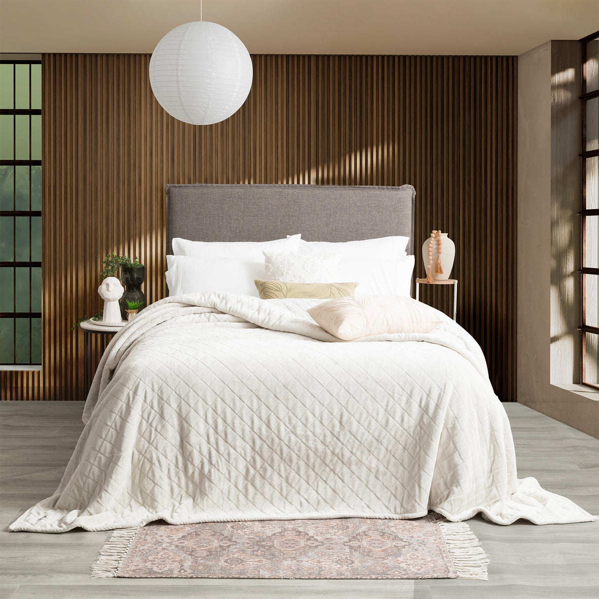 Heston 480 GSM Ultra Soft Velvet Sherpa Blanket Queen/King Silver Line