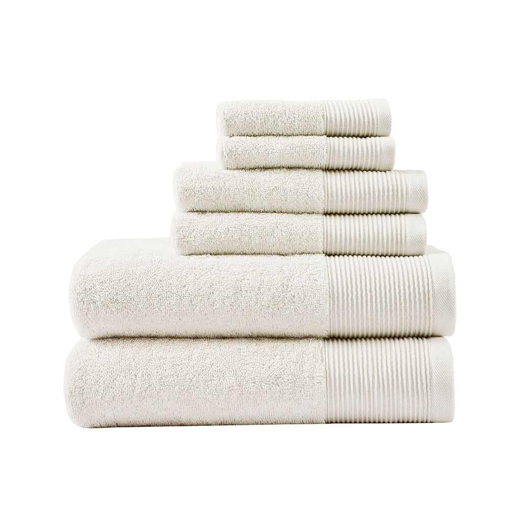 Cloud Linen Retreat Cotton Tencel Antimicrobial 6 Piece Towel Set Ivory