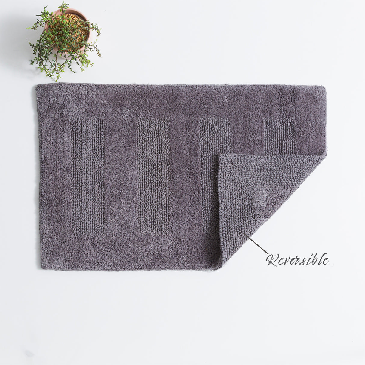Renee Taylor Retreat Cotton Reversible Bath Mat 50 x 80cms Nickel