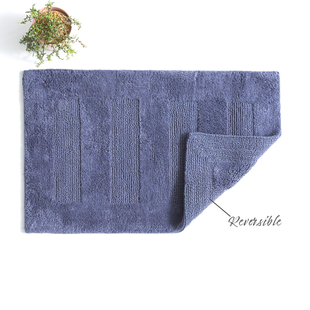 Renee Taylor Retreat Cotton Reversible Bath Mat 50 x 80cms Blue