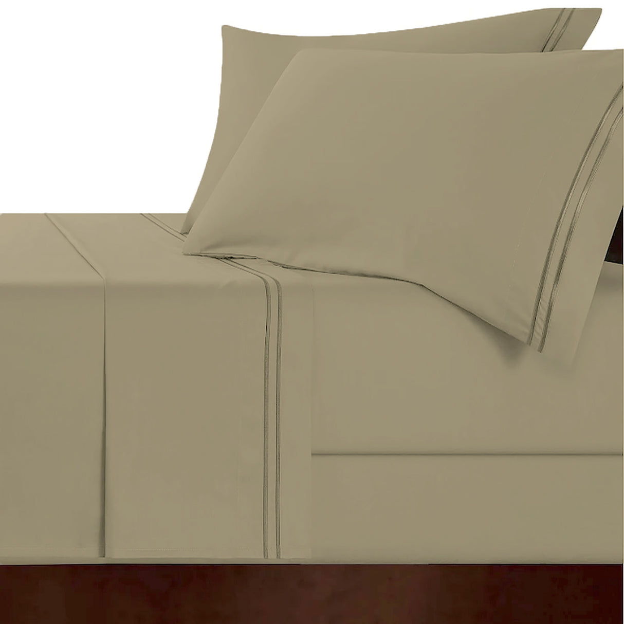 Strada Embroidered 1000 TC Egyptian Cotton Sheet Set Deep Queen Taupe