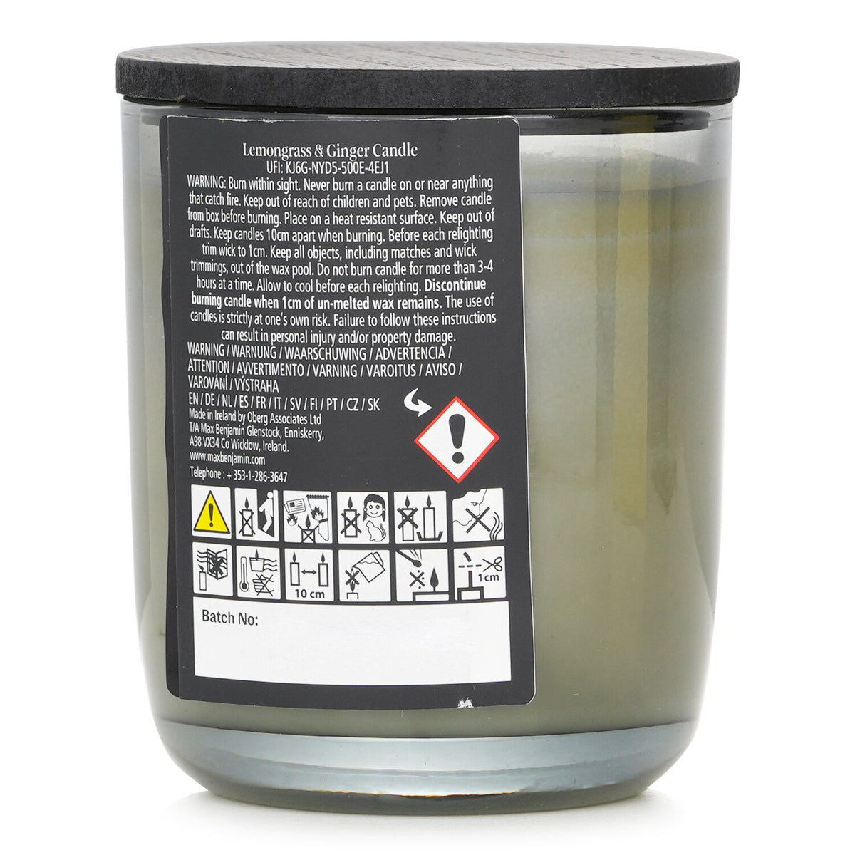 Max Benjamin - Natural Wax Candle - Lemongrass & Ginger - 210g/7.4oz