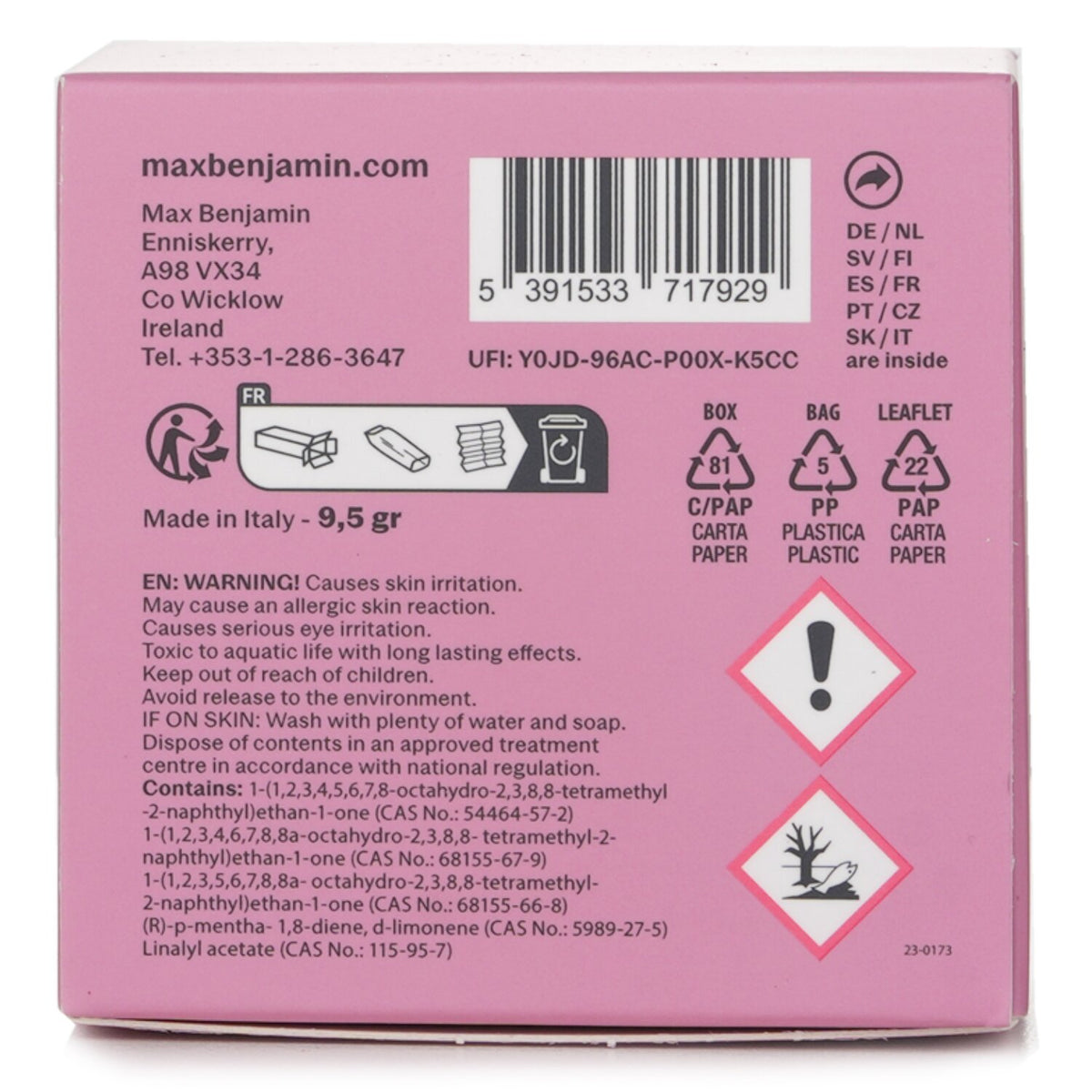 Max Benjamin - Car Fragrance - Pink Pepper - 1pc