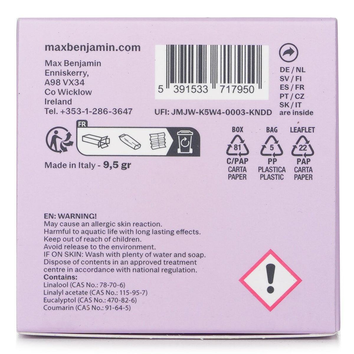 Max Benjamin - Car Fragrance - True Lavender - 1pc