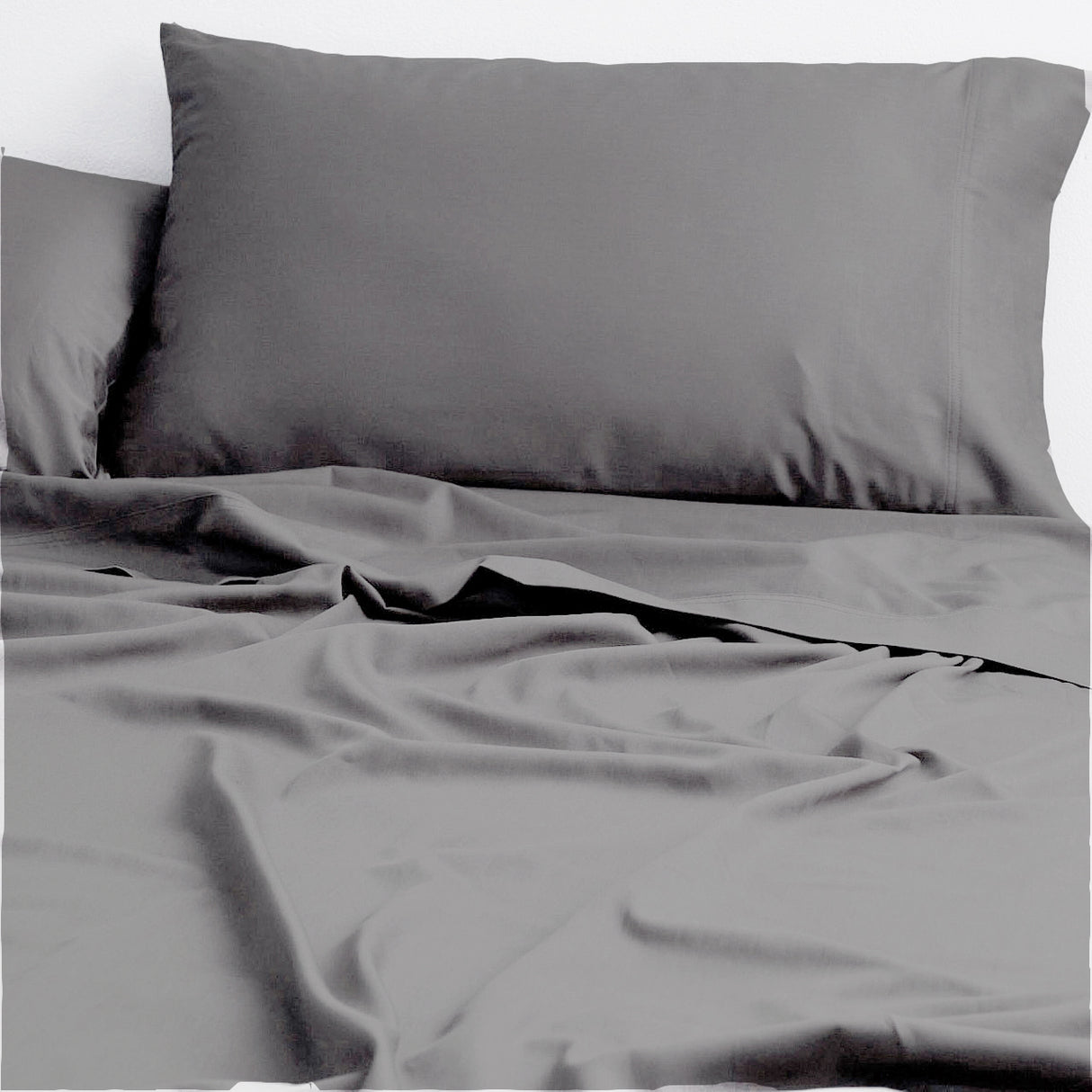 Cloud Linen 250 Thread Count Organic Cotton Sheet Set Super King Charcoal