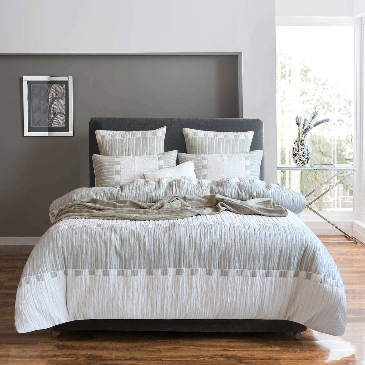 Renee Taylor Brooks Jacquard Yarn Dye Quilt / Duvet Cover Set Double