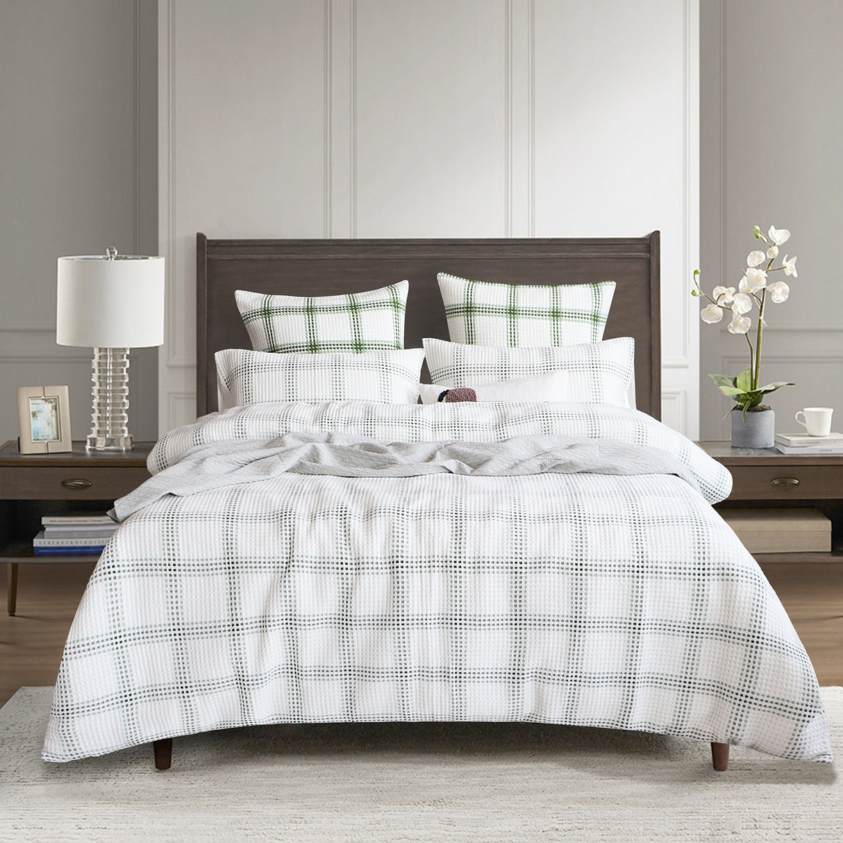 Renee Taylor Elliot Yarn Dye Waffle Quilt / Duvet Cover Set Double