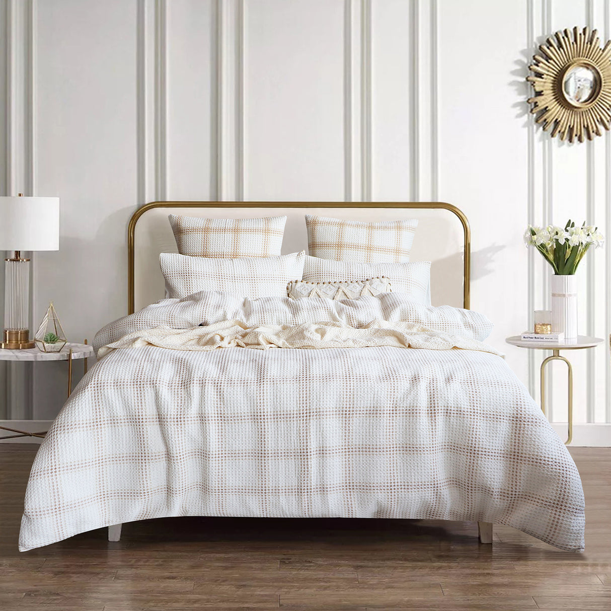 Renee Taylor Cohen Yarn Dye Waffle Quilt / Duvet Cover Set King