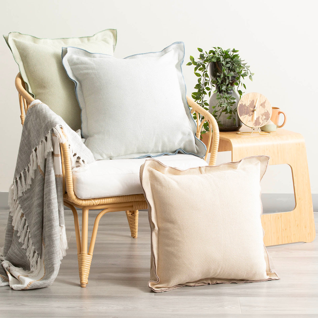 Campbell Cushion Twin Pack 50 x 50cms Polyester Fill - Sage