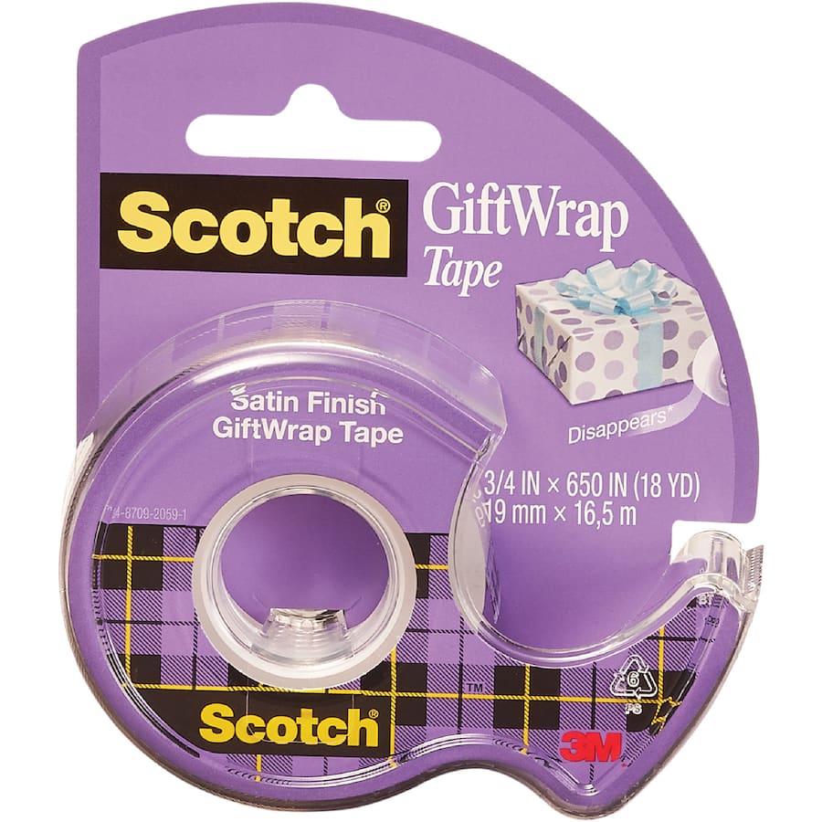 Scotch Gift Tape Dispenser Gift Wrap 19mm X 16.5m Each