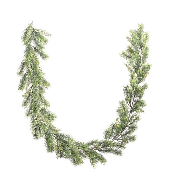 Green Pine Xmas Garland with Contrast Tips