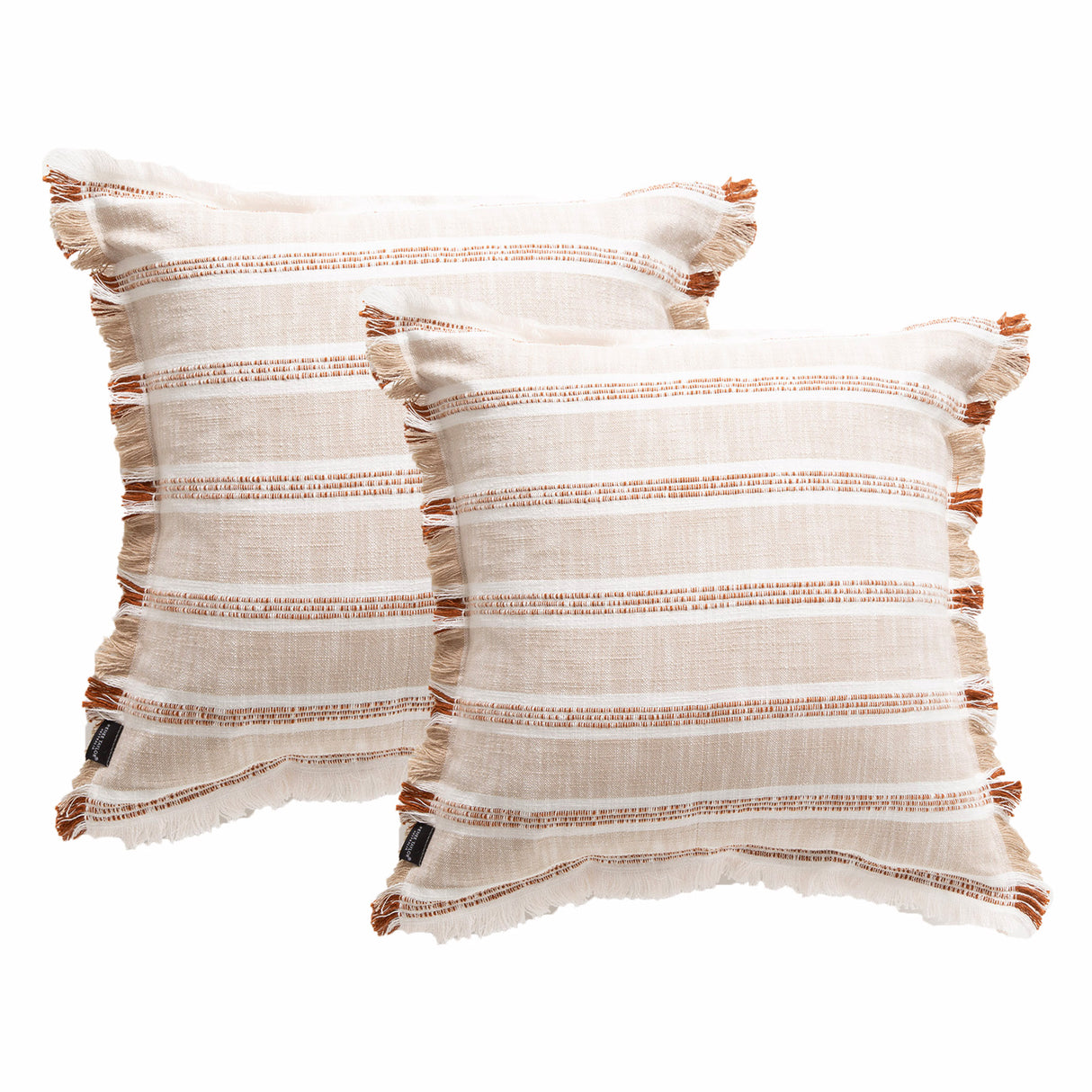 Capri Stripe Cushion Twin Pack 50 x 50cms Polyester Fill - Natural