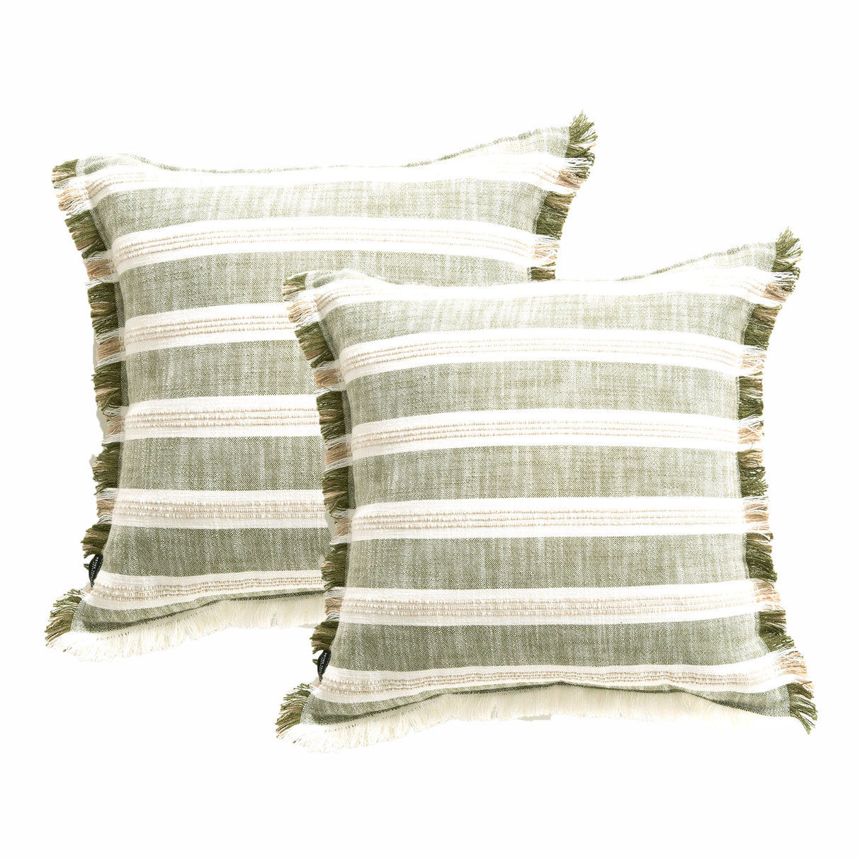 Capri Stripe Cushion Twin Pack 50 x 50cms Polyester Fill - Juniper