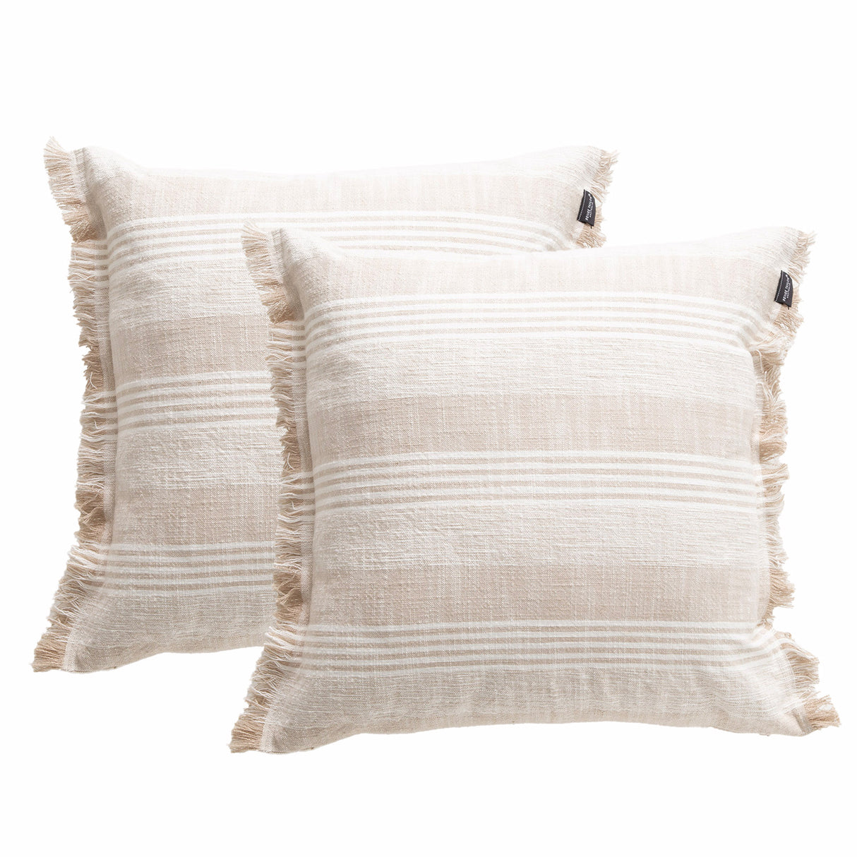 Kent Stripe Cushion Twin Pack 50 x 50cms Polyester Fill - Natural