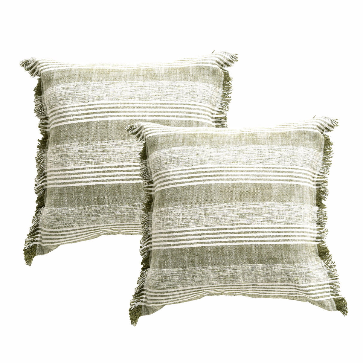 Kent Stripe Cushion Twin Pack 50 x 50cms Polyester Fill - Eucalyptus