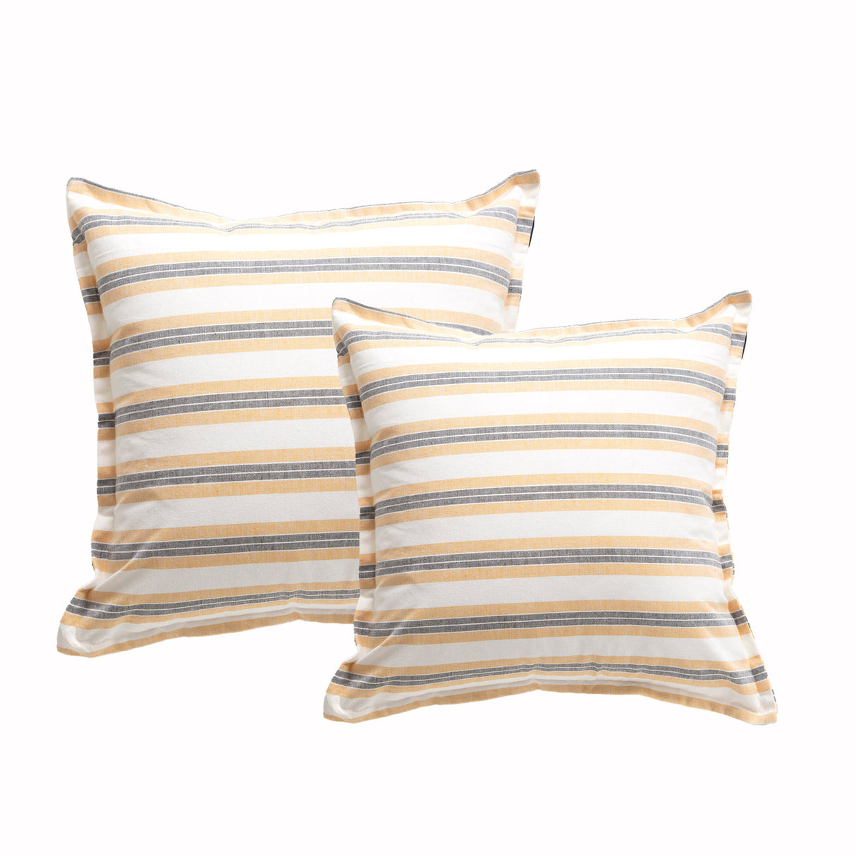 Marina Stripe Cushion Twin Pack 50 x 50cms Polyester Fill - Gold