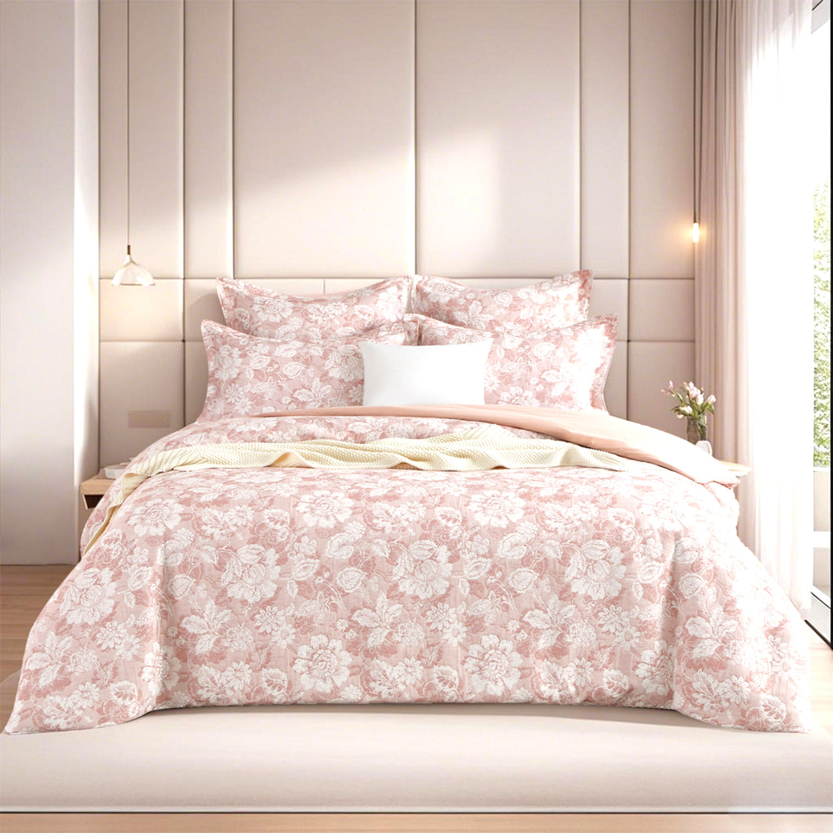 Renee Taylor Aura Jacquard Euro Pillowcase Blush