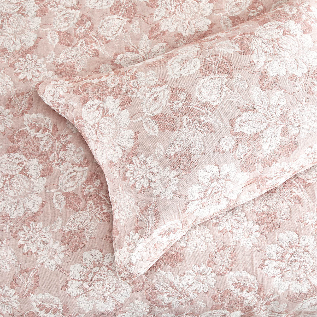 Renee Taylor Aura Jacquard Quilt / Duvet Cover Set King Blush