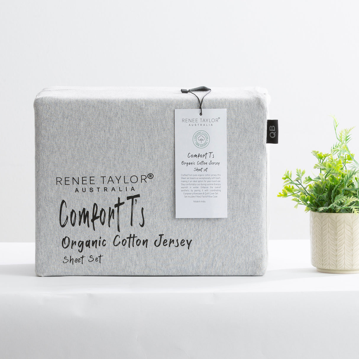 Renee Taylor Comfort Organic Cotton Sheet Set Double Grey Marle