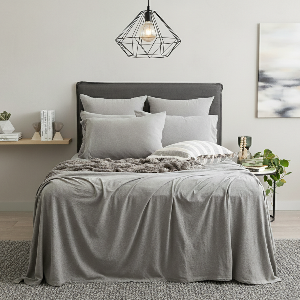 Renee Taylor Comfort Organic Cotton Sheet Set Double Charcoal